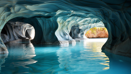 beautiful view inside the coastal marble caveの素材