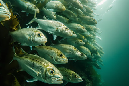 close up of fish shooting underwater in open seaの素材