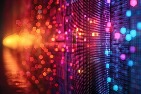 abstract contrasting technological background, the surface of a digital screen or matrix with a shallow depth of fieldの素材