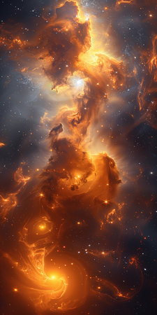 vertical abstract stellar background, space with stars and colored nebulaeの素材