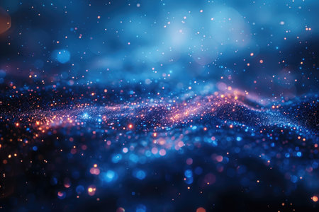 abstract background of glowing particles with depth of field and bokeh effectの素材