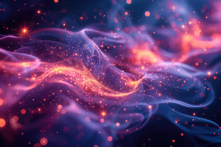 abstract background of glowing particles with depth of field and bokeh effectの素材