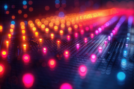 Abstract technology background with colorful bokeh lightsの素材