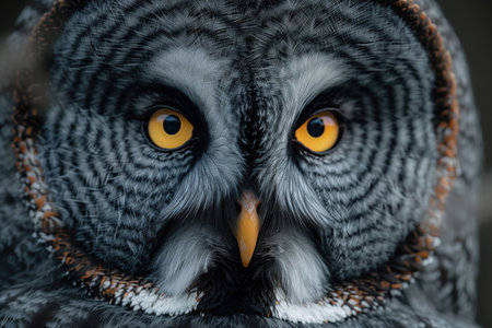 portrait of great gray owl, strix nebulosaの素材