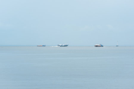 Saint Petersburg, Russia - June 06, 2024: tourist hydrofoils off the coast near Peterhof Palaceのeditorial素材