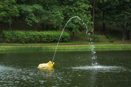 Saint Petersburg, Russia - June 06, 2024: element of fountain in Peterhof Palace parkのeditorial素材