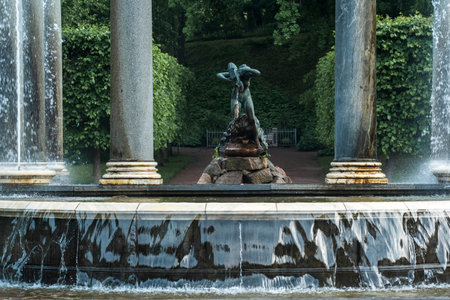 Saint Petersburg, Russia - June 06, 2024: Lion Cascade in Peterhof Palace parkのeditorial素材
