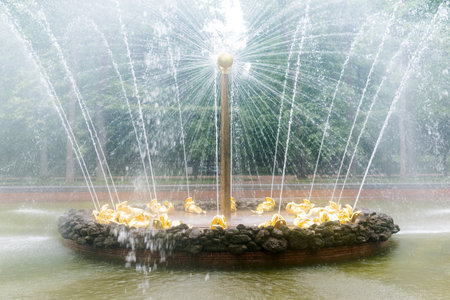 Saint Petersburg, Russia - June 06, 2024: fountain The Sun in Peterhof parkのeditorial素材