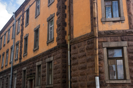 architectural background, facade of an ancient buildingの写真素材