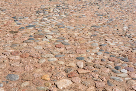 cobblestone pavement made from natural bouldersの写真素材