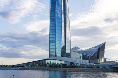 Saint-Petersburg, Russia - June 12, 2024: view of the Lakhta Center skyscraper on the shore of the...
