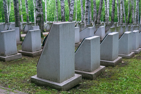 Tombstones in the old cemetery of the cityの写真素材