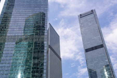 Modern skyscrapers on a blue sky background