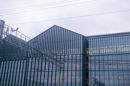 Modern building with a glass facade. Architectural background