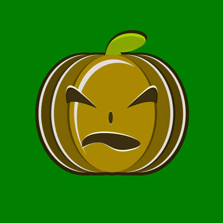 illustration vector graphic of Green Pumpkin halloween design vector.のイラスト素材