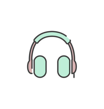 headphone icon vector illustration logo template for many purpose. Isolated on white background.のイラスト素材