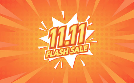 11.11 Shopping Day Flash Sale Banner Template design special offer discount, Shopping banner template, Abstract flash Sale Web Header template design for Sale and discount labels.のイラスト素材