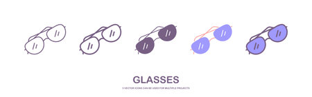 Glasses icons. Vector llustrationのイラスト素材