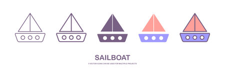 boat vector ship icon logo pirate sailboat yacht cartoon anchor symbol nautical maritime illustration graphic doodle. vector illustrationのイラスト素材