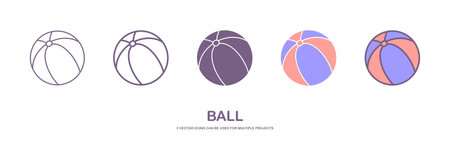 Beach Balls. Set of Isolated Beach Balls. balls icons. Isolated Illustration on White Background.のイラスト素材