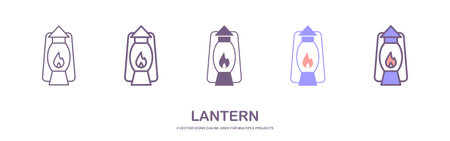 Lantern set icon, logo isolated on white backgroundのイラスト素材