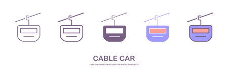 Cable car gondola line art simple icon vector. cable car icon. gondola icon vector. isolated on white backgroundのイラスト素材