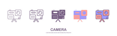 Camera vector icon. Photo line vector icon minimalistic flat design. isolated on white background.のイラスト素材