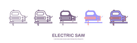 Steel cut off machine icon, linear isolated illustration, thin line vector, web design sign, outline concept symbol with editable stroke on white background.のイラスト素材
