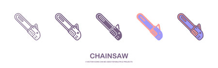 Industry chainsaw icon. Outline industry chainsaw vector icon for web design isolated on white backgroundのイラスト素材