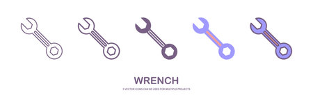 Wrench icon set. repair icon vector. tools icon vectorのイラスト素材