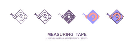 Measurement tape vector style flat trendyのイラスト素材