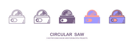 circular saw icon - Working tools, Construction and Manufacturing icons, equipment icons, carpentry tools icon. vector illustration.のイラスト素材