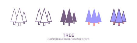 Tree icon vector. Tree Vector Line Icon Set. Contains such Icons as Wood, Plant, Pine, Cactus, Bamboo and more. Expanded Stroke. vector illustrationのイラスト素材
