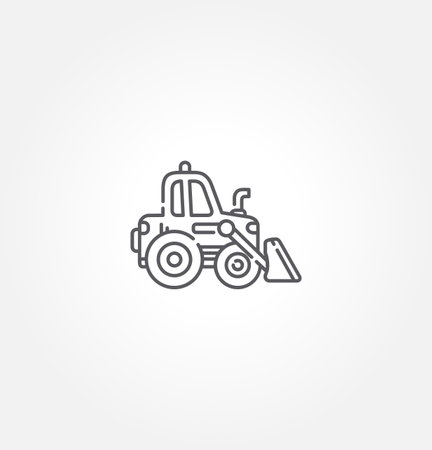 Bulldozer icon. Heavy tracked tractor with blade. Vector simple flat graphic illustration. The isolated object on a white background. Isolated on white background.のイラスト素材