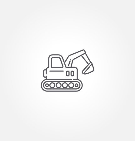 Excavator vector icon. tractor icon illustration in modern design style for web site and mobile app. isolated on grey background.のイラスト素材