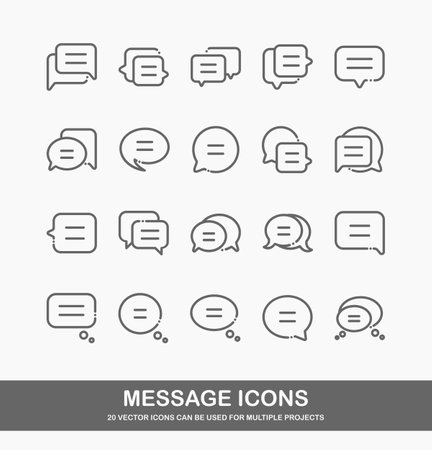 Minimal Set of Chat Bubble Line Icons. message icon vector. Editable EPS. Pixel Perfect icons.のイラスト素材