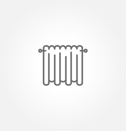 Curtains flat line icon. Bathroom curtain sign. Thin linear logo for interior store. drape icon vector illustration.のイラスト素材