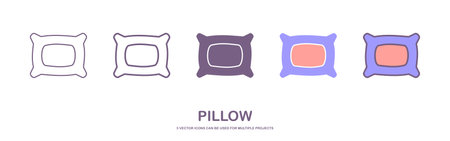 pillow logo icon designs vector. set icon of pillow. sign vector illustration icon sheetのイラスト素材