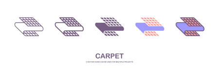 Roll of camping or fitness carpet icon. Yoga floor mat symbol. Outline, flat and flat outline style....