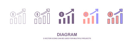 Bar Chart Graph Diagram Statistical Business Infographic Element Template. Pie Chart Icon in trendy flat styleのイラスト素材