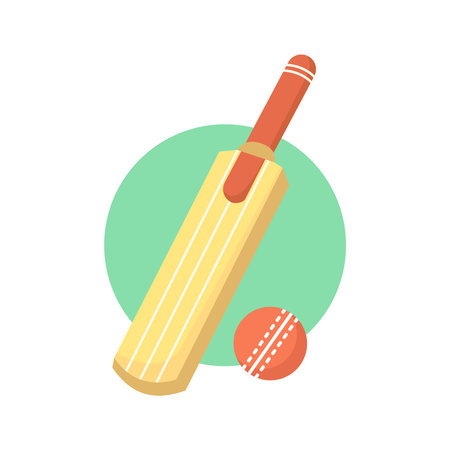 A vector illustration of a cricket bat and ball, designed in a simple cartoon style. symbolizing the sport of cricketのイラスト素材