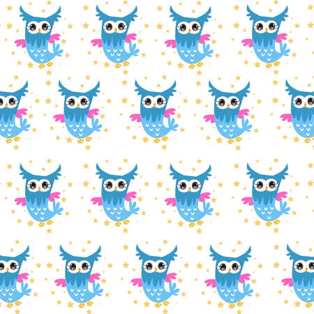 seamless owl fish pattern vector illustrationの写真素材