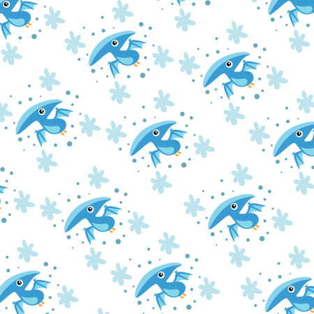 Seamless pattern. cute dino flying. pattern For valentine,bed sheets, cover bed, baby pajamas, print, packaging, decoration, wallpaper and designのイラスト素材