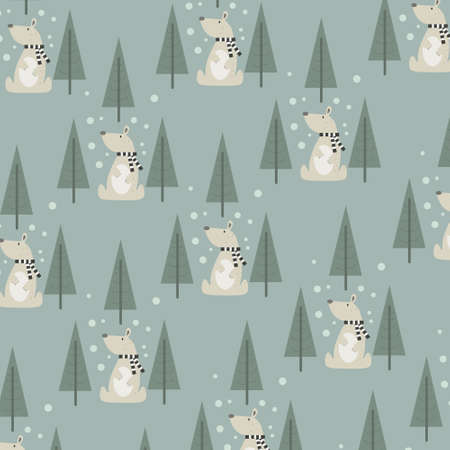 pattern polar bear in winter. pattern For valentine, print, 
packaging, decoration, wallpaper and design, case phone, bed cover, pajamas, child pajamasのイラスト素材