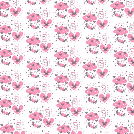 an expression of love decorated with clouds and bottles in it. suitable for home background design, love cards, blankets and gift wrappingのイラスト素材