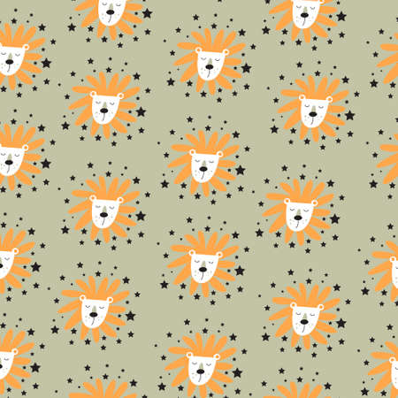 Cute animal head with flower addition, cute vector pattern design for nursery, poster, birthday greeting card.のイラスト素材