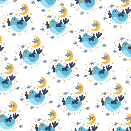 Birds flying in the sky as seamless pattern eagle, blue eagle flying between the clouds in the skyのイラスト素材