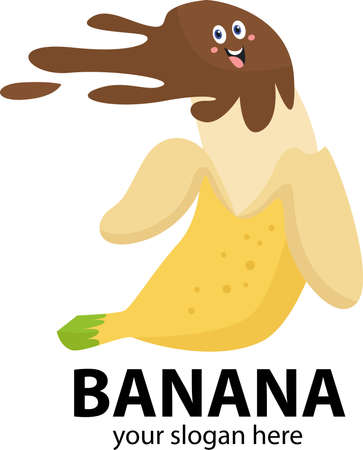 abstract chocolate head banana logo templateのイラスト素材