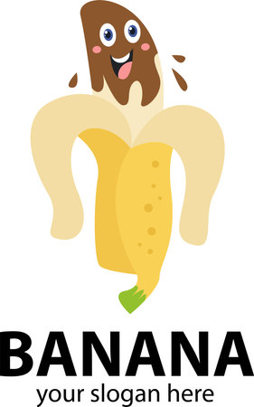 abstract sweaty brown head banana logo templateのイラスト素材