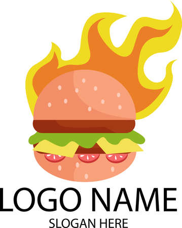 Hot burgers vector logo, fast food, vector illustration for logoのイラスト素材